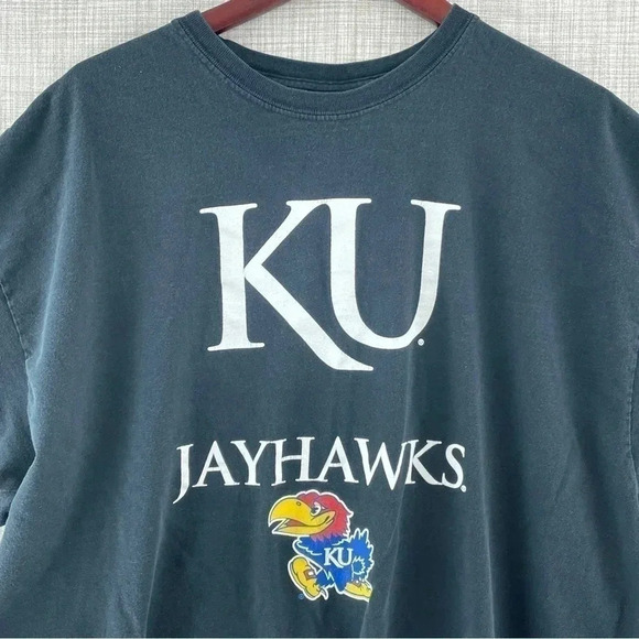 Y2K KU Jayhawks MV Sport tag short sleeve t shirt men's XXL  9086/b - Picture 2 of 8